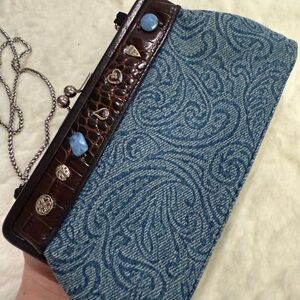 Brighton Blue Tapestry and and Leather Mini Bags with Charms